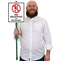 No soliciting at residences LawnBoss sign