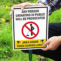 Public urination prohibition lawn sign