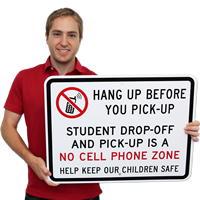 Student Drop-Off No Cell Phone Zone Signs