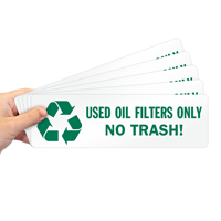 Label for used oil filters disposal
