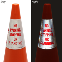 No Parking Stopping Or Standing Cone Message Collar Sign