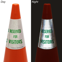 Reserved For Visitors Cone Message Collar Sign