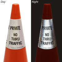 Private No Thru Traffic Cone Message Collar Sign