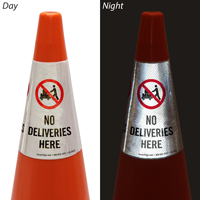 No Deliveries Here Cone Message Collar Sign