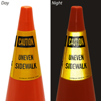 Uneven Sidewalk Cone Collar Sign