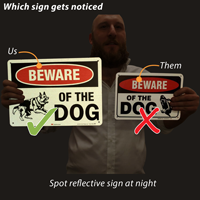 Caution: Dog on premises sign
