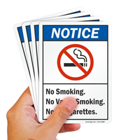 No Smoking, Vapor, or E-Cigarettes Notice Sign