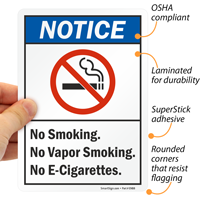No Smoking or Vapor: Notice Sign