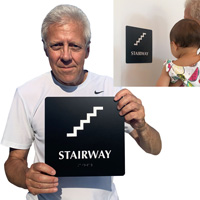 Braille stairway sign
