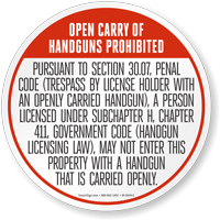 English Open Carry Ban Texas Floor Sign