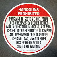 No Handguns Allowed Floor Sign