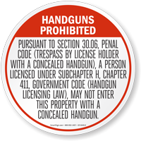 No Concealed Weapons Floor Sign