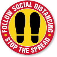Social distancing floor sign for safety