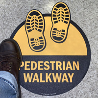 Pedestrian Walkway with Shoeprints SlipSafe™ Floor Sign