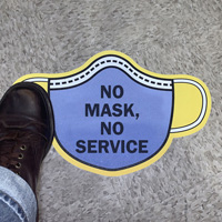Mask Shaped - No Mask, No Service SlipSafe™ Floor Sign