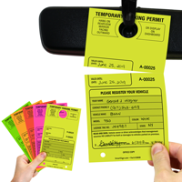 Temporary Parking Permit Mirror Hang Tags Pass