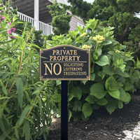 No Soliciting, Trespassing Statement Lawn Plaque