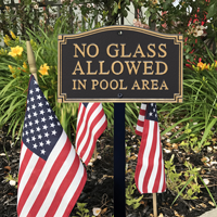 No Glass Allowed Statement Plaque With Stake