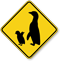 Penguin with Chick Crossing Sign