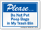 Do Not Put Poop Bags Trash Bin Label