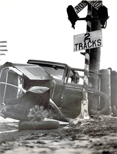 A car and railroad collision