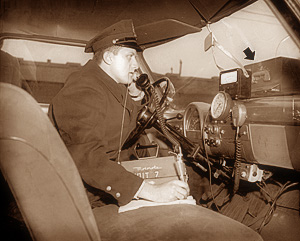 Radar gun used by police officer to catch speeding drivers