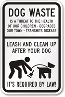 Dog Poop and Leash Signs