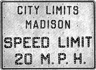 Speed Limit Sign 20 MPH from 1925