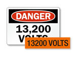 13200 Volts Labels