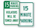 15 Minute Parking Sign