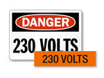 230 Volts Labels