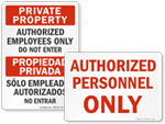 Authorized Personnel Only Door Signs