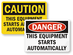 Automatic Start Hazard Signs