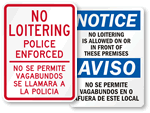 Bilingual No Loitering Signs