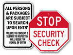 Security Checkpoint Signs