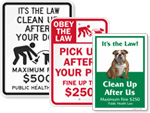 Clean Up After Your Dog Fine Signs