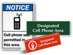 Designated Cell Phone Area Signs