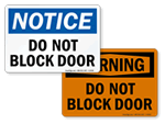 Do Not Block Door Signs