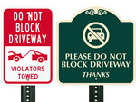 Do Not Block Driveway Signs 