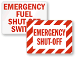 Emergency Shut Off Signs