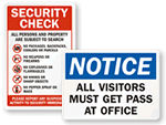 Security Entrance Signs