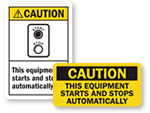 Equipment Starts Automatically Labels