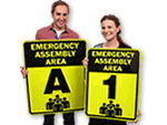 Fluorescent Evacuation Assembly Area Signs