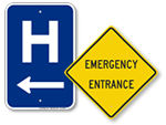 Hospital and Ambulance Entrance Signs