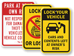 Not Responsible for Theft, Lock Your Car Signs