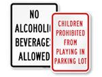 No Alcohol & No Playing Signs