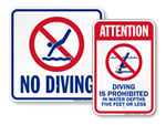 No Diving Signs