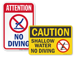 No Diving Signs