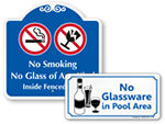 No Glass Allowed In Pool Area Signs