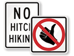 No Hitchhiking Signs